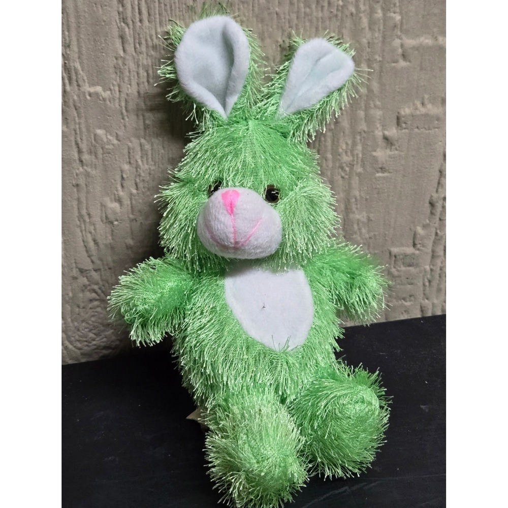 Vintage Kelly Toy Green Easter Bunny Rabbit Shaggy Plush Stuffed Animal Fuzzy